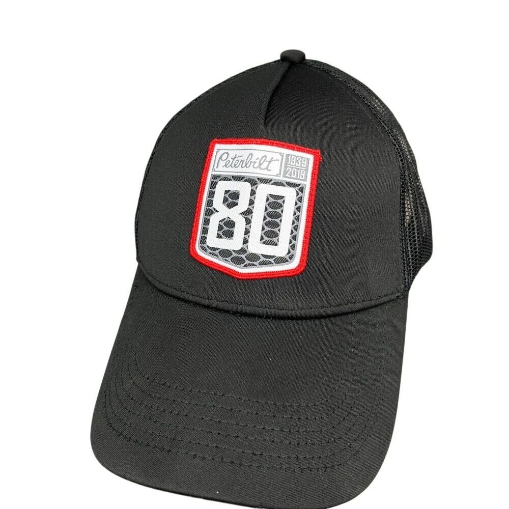 Peterbilt Trucker‎ Hat Mens Snap Back Black Anniversary 80th Semi-Truck
